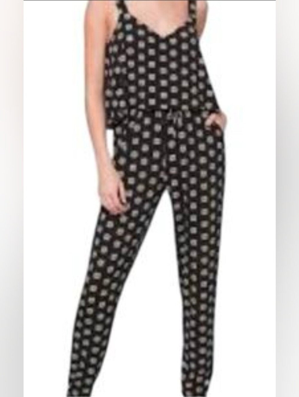 White House Black Market Black Printed Jumpsuit Size S